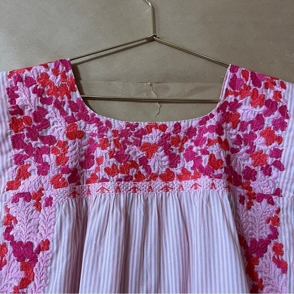 J.Marie | NWT The Lilian Top Embroidered Popover Blouse Cap Sleeve Pink Size XS - Picture 5 of 12